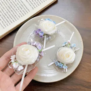 Exquisite forest style chiffon flower duckbill hair clips for elegant hair styling.