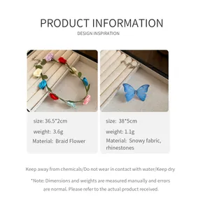 Detailed size and weight specifications for flower and butterfly choker necklaces.