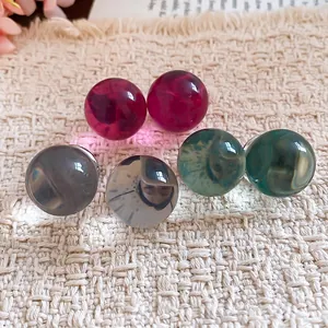Elegant Ice-Clear Resin Ball Stud Earrings With Silver Earring Post For Women Minimalist Sweet Round Beads Earrings Fashion Jewelry Gift