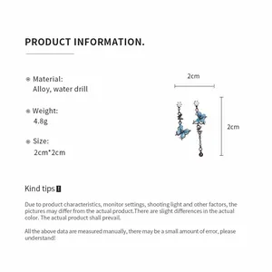 Détails du produit pour boucles d'oreilles papillon en zircon avec dimensions de 2 cm