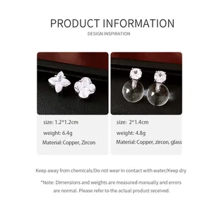 Product details and specifications of flower-shaped stud earrings and glass ball jewelry