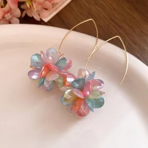 Vibrant colorful resin flower ball drop earrings for a sweet summer beach vacation style