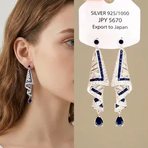 Orecchini a Goccia con Nappina in Lega di Lusso e Strass Con Perno in Argento Sterling 925 Gioielli di Alta Classe
