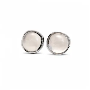 Minimalist round transparent resin stud earrings with elegant silver needles for women