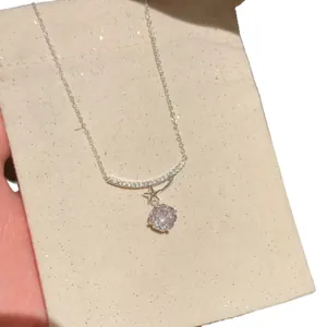Elegant silver-tone star necklace featuring a brilliant sparkling cubic zirconia stone pendant