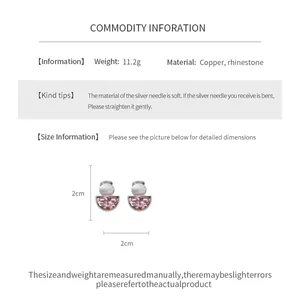 Detailed dimensions and specifications of French vintage rhinestone semi-circular clip earrings