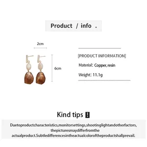 Detailed size and material information for these vintage resin geometric drop earrings.