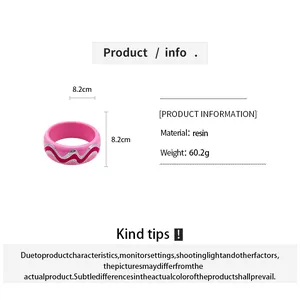 Specifications and material details for pink resin wave print bracelet with 8.2cm diameter