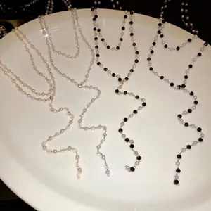 Collana retrò di perle con nappe per donna con un design elegante a Y multistrato