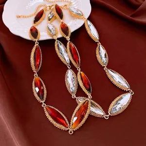 European American Rhinestone Oval Marquise Stitching Necklace Retro Lightweight Luxury Choker For Women Fashion Jewelry