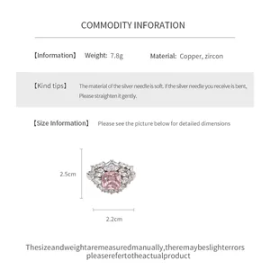 Detailed infographic of the pink zircon open ring showing dimensions and copper material