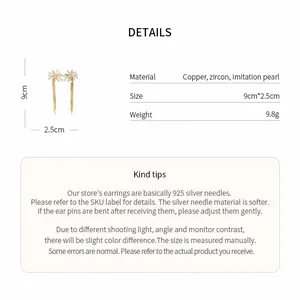 Detail page of 18k gold plated fireworks tassel earrings with size and material specifications.