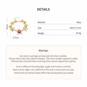 Detailed specs for gold-tone flower bracelet with drip oil petal design details