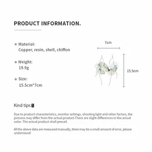 Product information detail for chiffon butterfly earrings with size dimensions
