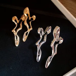 Modern and fashionable gold and silver irregular hollow geometric earrings in luxury design
