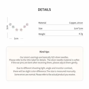 Product details and parameters of star-shaped zircon earrings with 925 silver needles