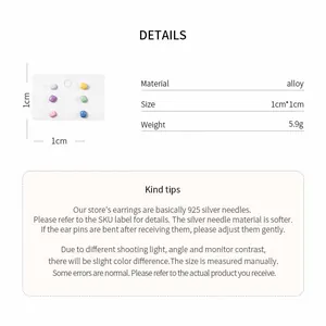 Detail view showing product dimensions and specifications for square stud earring set