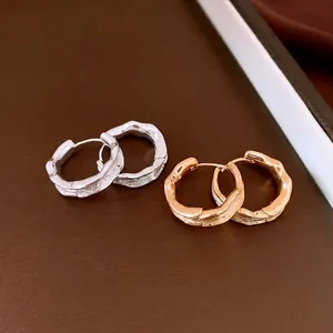 Vintage 18K Gold Plated Wrinkled Round Hoop Earrings Fashion Metallic Hammered Texture Copper Jewelry Accessories For Women Gift