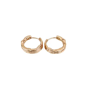 Elegant 18k gold plated hoop earrings with fashionable wrinkled texture for women