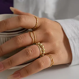 Minimalist Alloy Geometric Rings For Women European Style Electroplated Circular Stackable Finger Jewelry For Daily Commuting