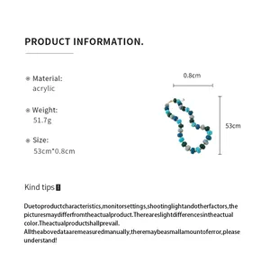 Detailed size and material info for the colorful handmade acrylic beaded necklace.