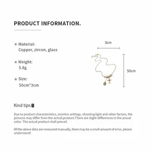 Spécifications détaillées et dimensions de ce collier pendentif croix plaqué or 18 carats.