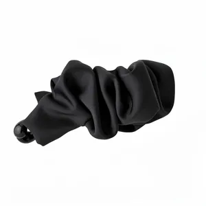 Elegant black fabric-covered banana hair clip for high ponytail styling.