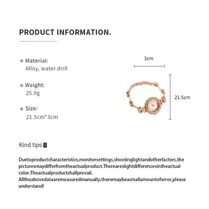 Detaillierte Spezifikationen für Roségoldene Herz-Armbanduhr mit Kristalllünette