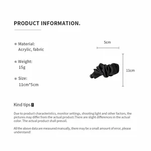 Black fabric banana hair clip detailed material weight and dimension measurement guide