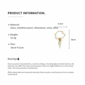 Detaillierte Produktdaten für die Halskette mit Strass, Perlen und Abmessungen