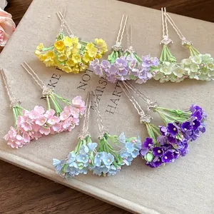 New Chinese Style Handmade Fabric Flower Hair Stick For Women Spring Summer Pastoral Floral Hairpin Exquisite Hair Accessory