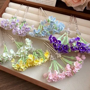 Colorful handmade clay flower hairpins for elegant new Chinese style hair styling