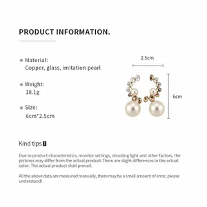 Specifiche dei pendenti con perle vintage, dimensioni 6cm x 2,5cm, rame e vetro