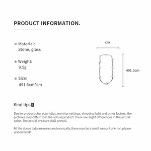 Detailed product information sheet showing dimensions of the starfish bohemian beaded necklace