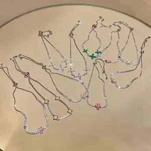 Elegant adjustable sparkling zircon flower bracelets in multiple vibrant colors for women