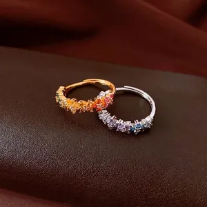 Anillo Abierto de Cobre Circonia Estilo Corte Vintage Diseño Floral Colorido Joyería de Moda para Mujer Regalo Fiesta Boda