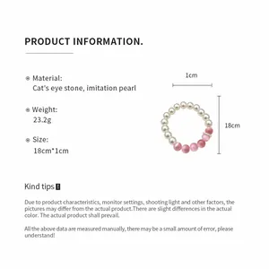 Comprehensive product specifications for cat's eye stone and imitation pearl beaded bracelet