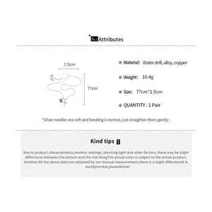 Product specification detail for a rhinestone star and cross necklace with dimensions and materials