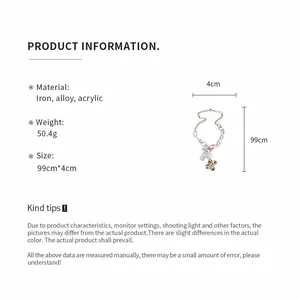 Vintage floral water drop pendant necklace specifications with measurements