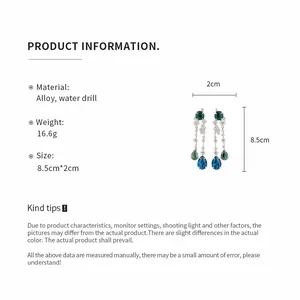 Detaillierte Produktinformationen für Tropfenohrringe mit Strass, Größe und Material