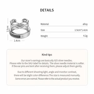 Detailed product specifications of double-layer hollow ear cuff with size and weight info