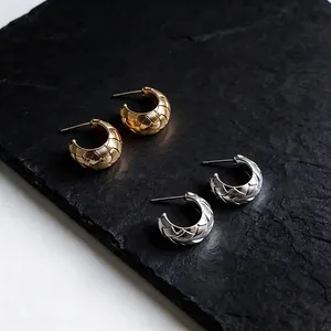 Elegant 18k gold plated woven C-shaped hoop earrings in gold and silver finishes