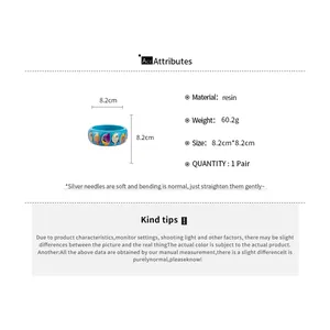 Detailed specifications and dimensions of resin bangle with colorful fish patterns