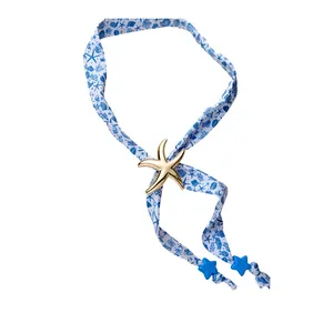 Korean style fabric printed starfish necklace for beach vacation fashion accessory