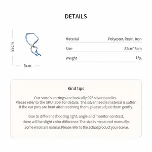 Detail view of starfish ribbon necklace with specifications and material info.