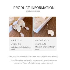 Detailed product specifications for the shell pendant necklace and earrings jewelry set