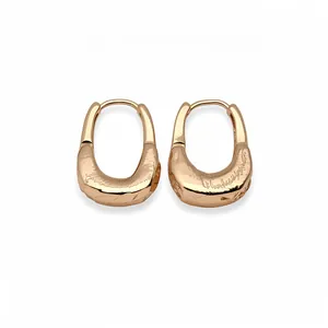 Eleganti orecchini a forma di U placcati in oro 18 carati con trama increspata unica.