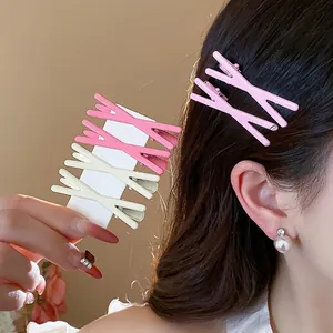 Korean Style Minimalist Dopamine Colorful Alloy Duckbill Hair Clips For Women X-Shaped Matte Lacquer Side Hairpins Fashion Accessory