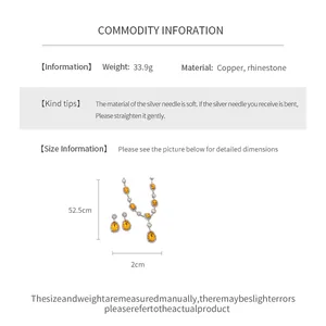 Detail view showing measurements and material specifications for teardrop jewelry set