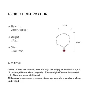 Detailed cross-border product specifications for zircon necklace with dimension markings